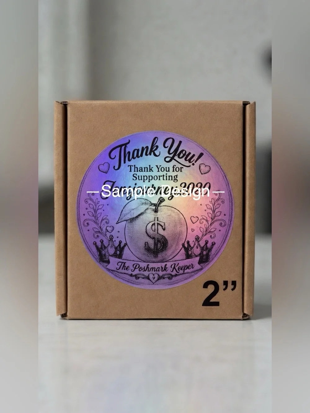 Custom 2” Round Purple Holographic Stickers-100Ct.